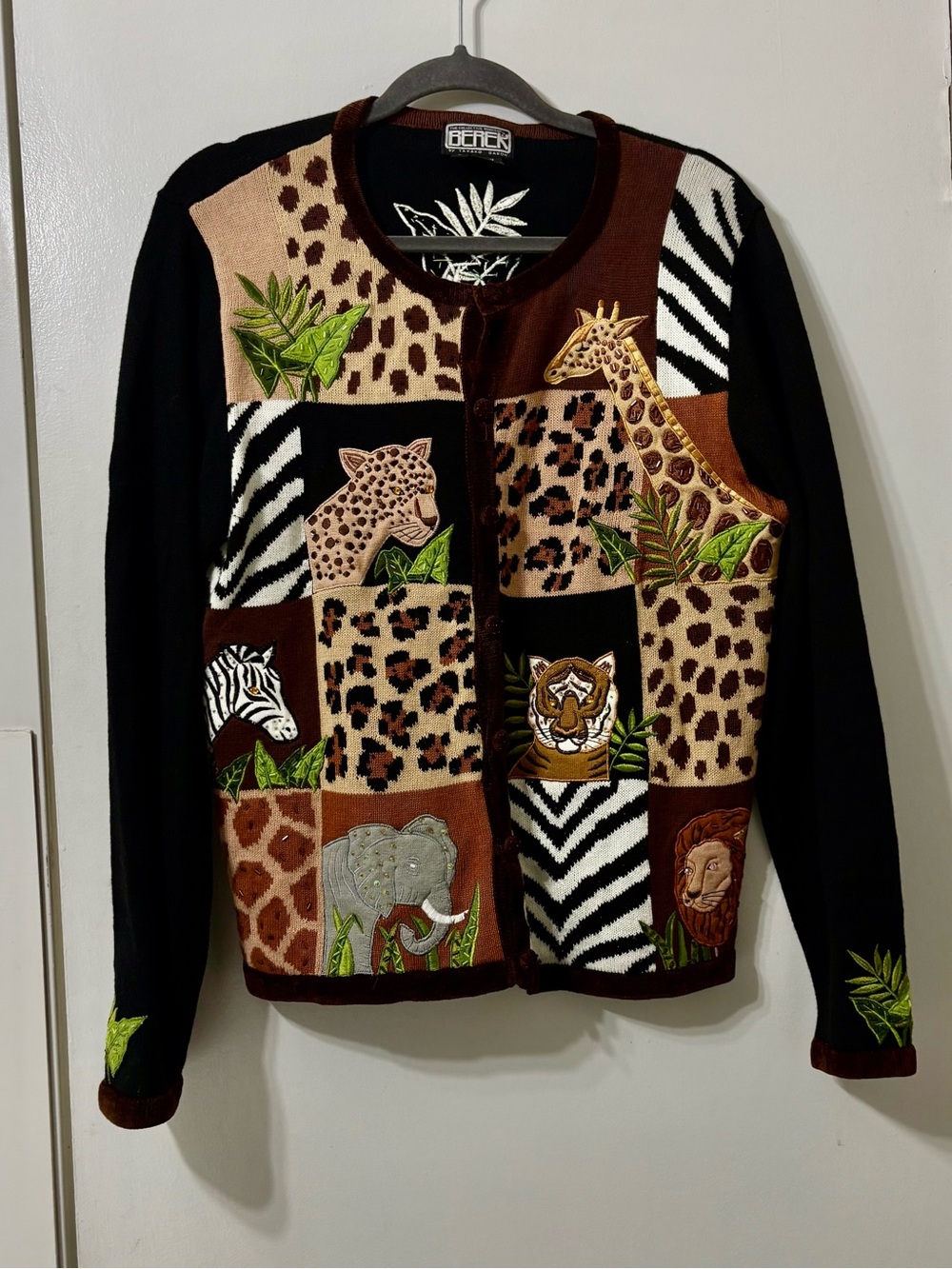 Vintage Berek Safari Patchwork Cardigan Sweater